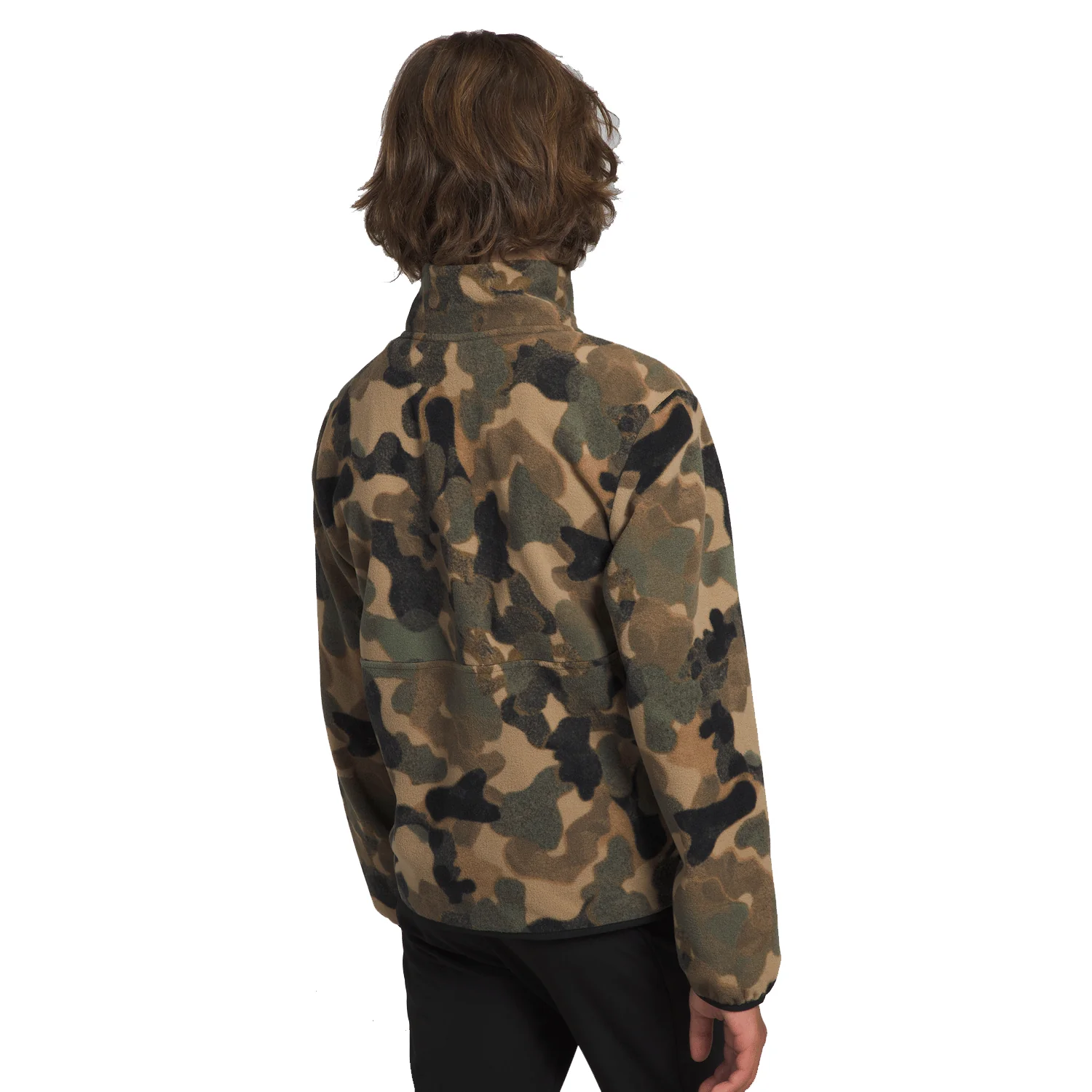 The North Face Kids Glacier ¼ Zip Fleece Pullover 2024 Utility Brown Camo Texture Small Print - Image 2
