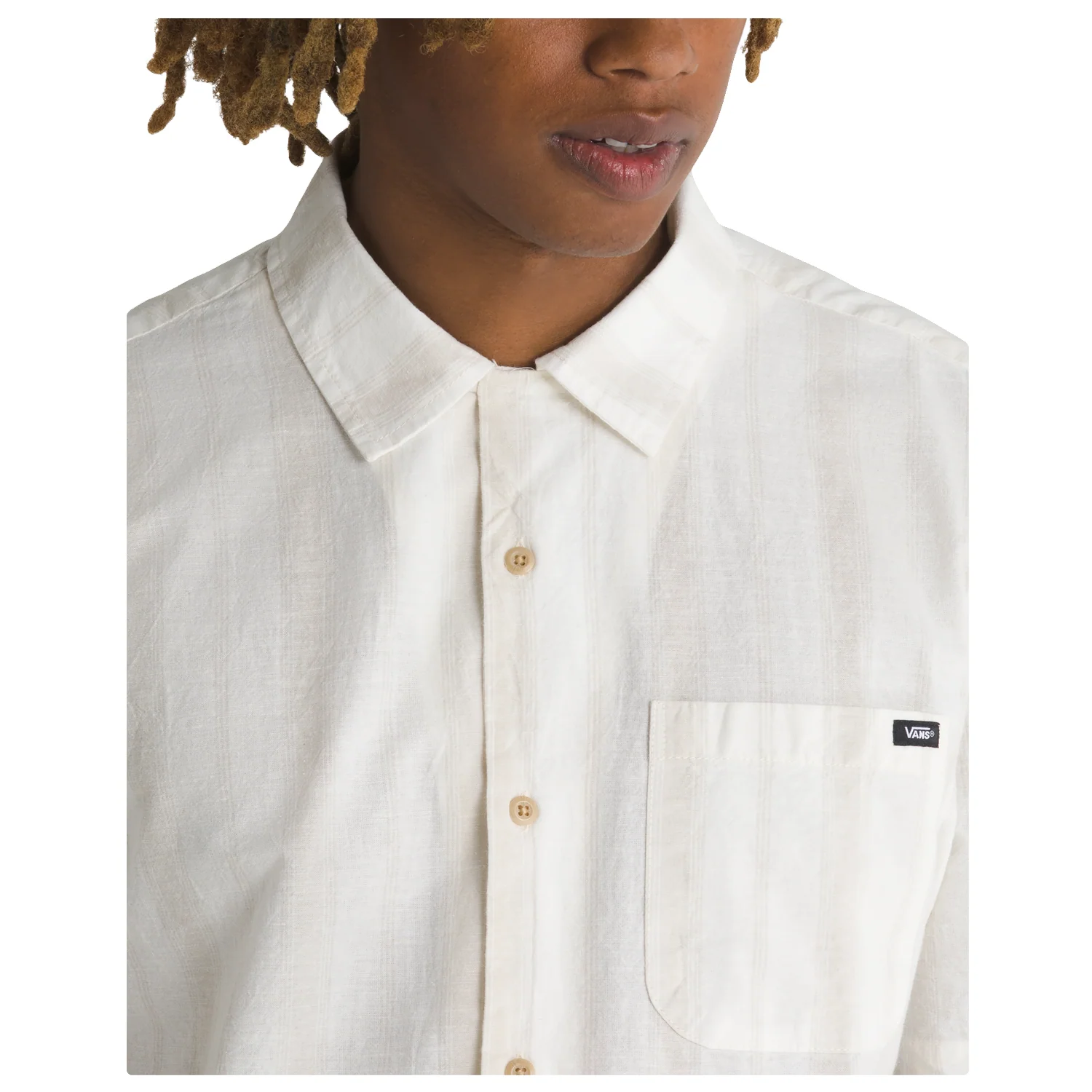 Vans Men's Carnell S/S Woven Shirt Marshmallow/Oatmeal - Image 2