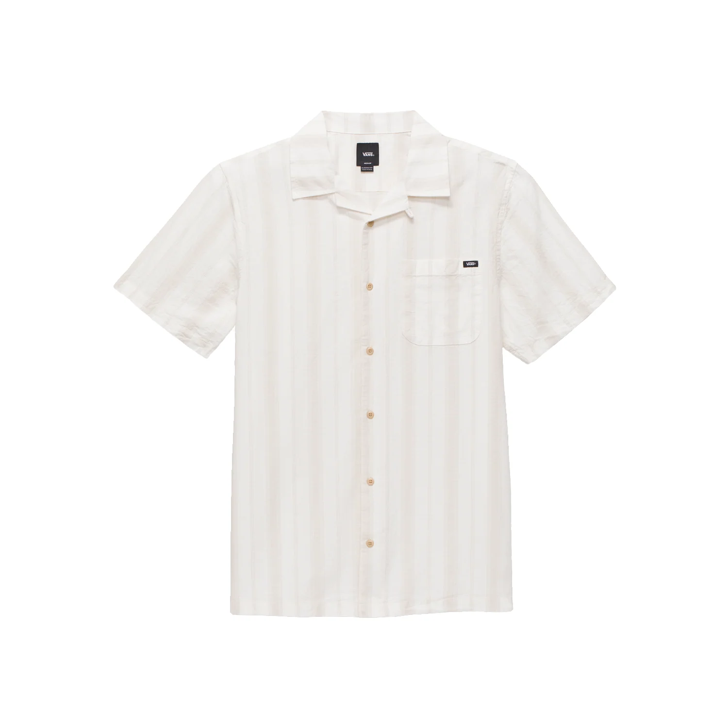 Vans Men's Carnell S/S Woven Shirt Marshmallow/Oatmeal - Image 3