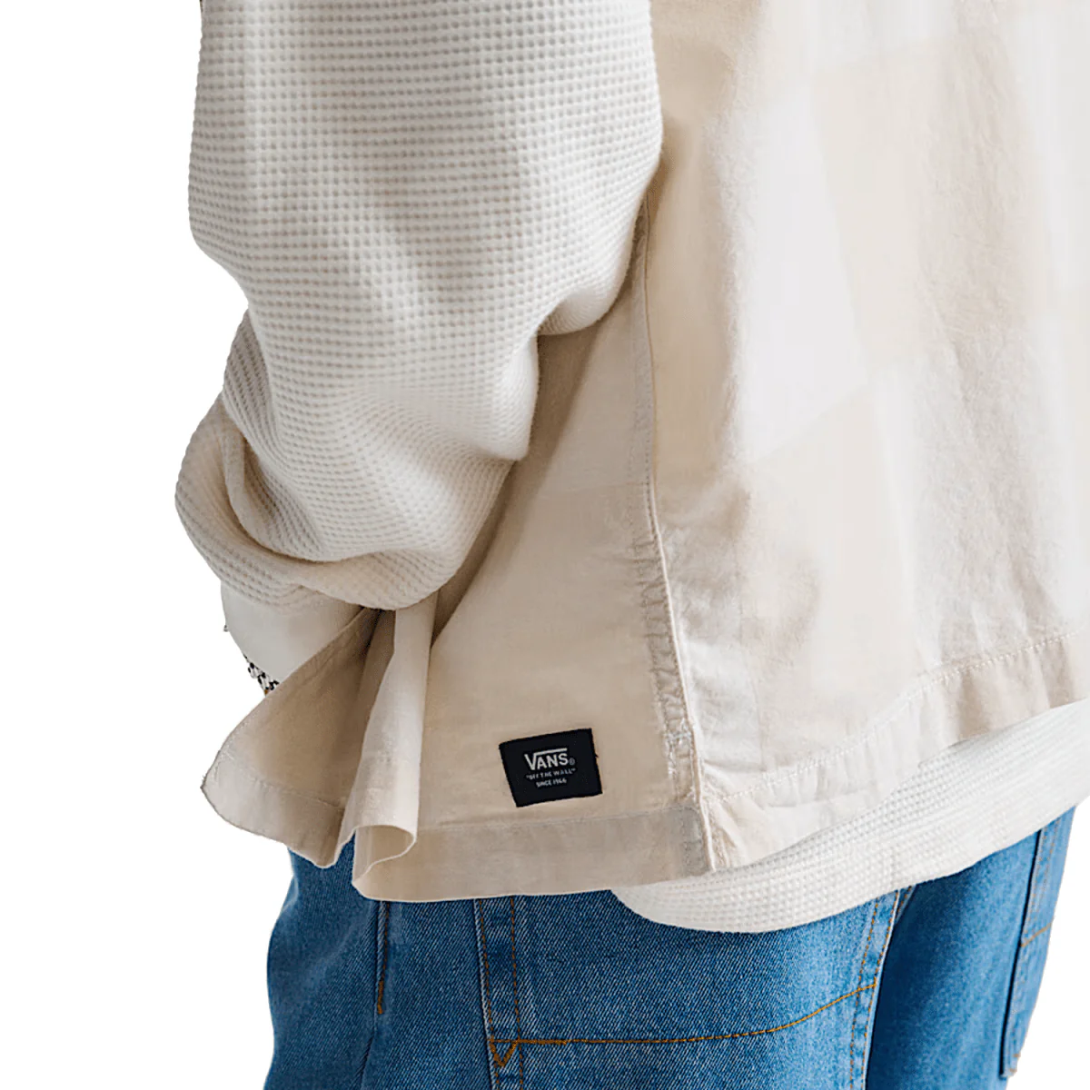 Vans Men's Kessler Checkerboard S/S Woven T-Shirt White Marshmallow - Image 2