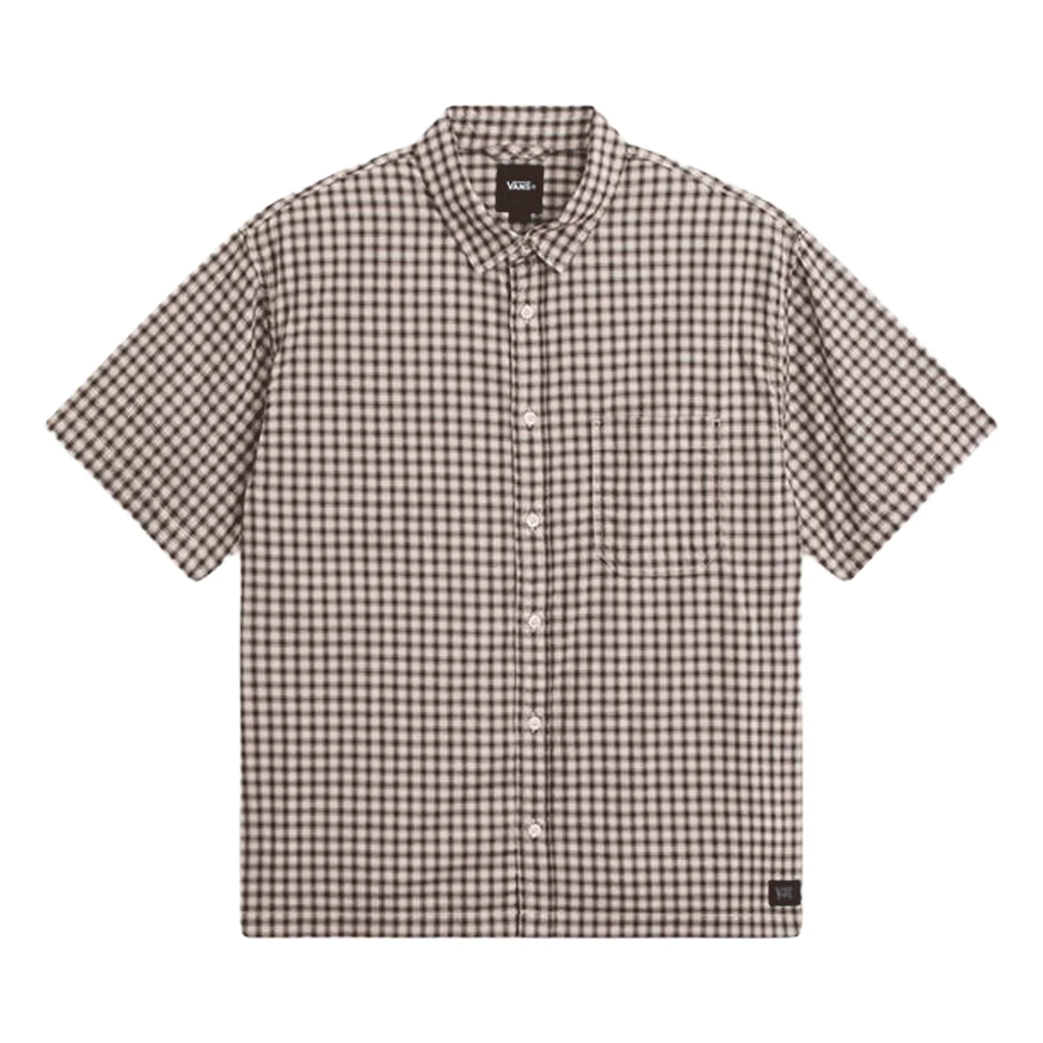 Vans Men's Larkspur Mini Plaid S/S Shirt Oatmeal-Demitasse - Image 4