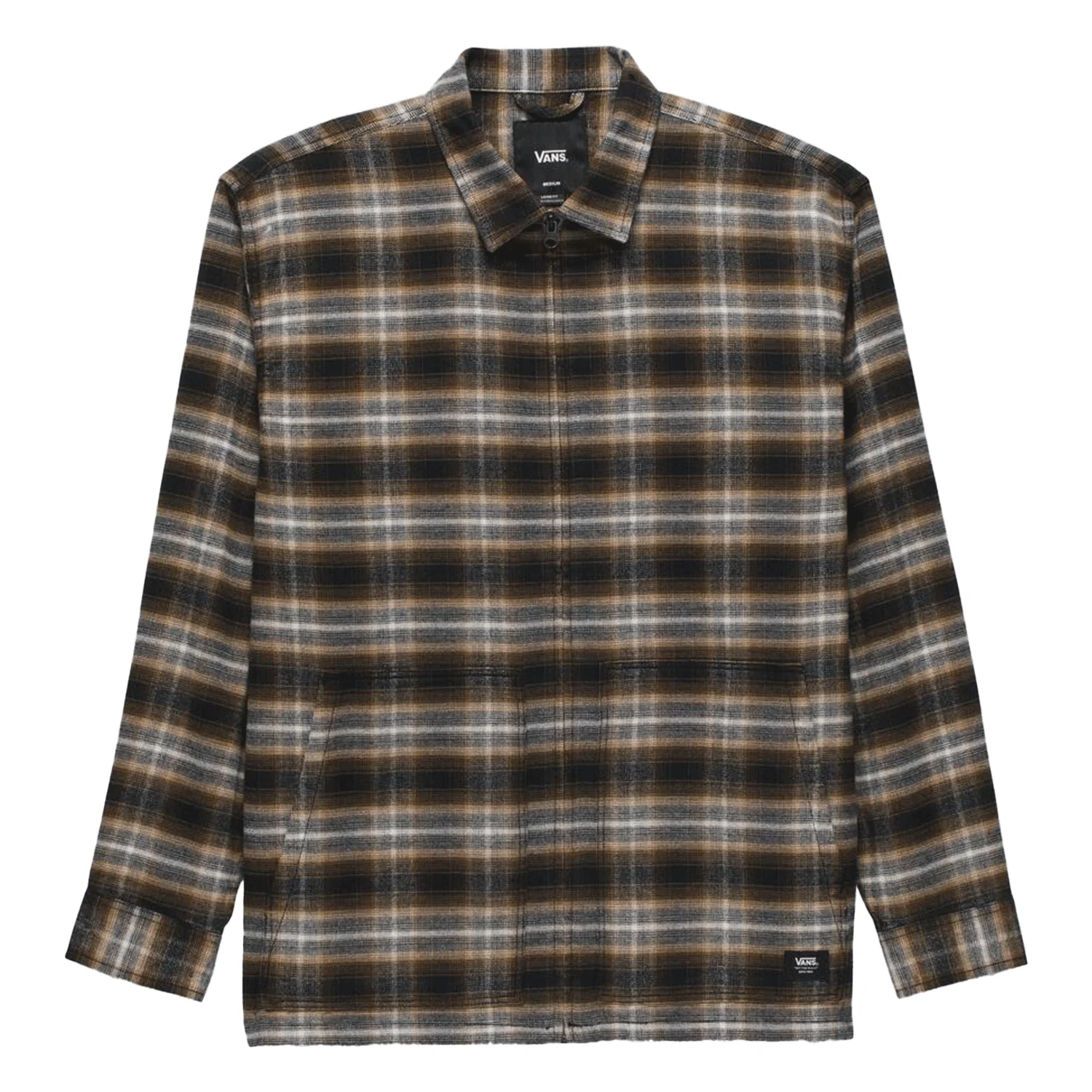 Vans Men's Montwood Zip Flannel Shirt Black/Sepia - Image 4