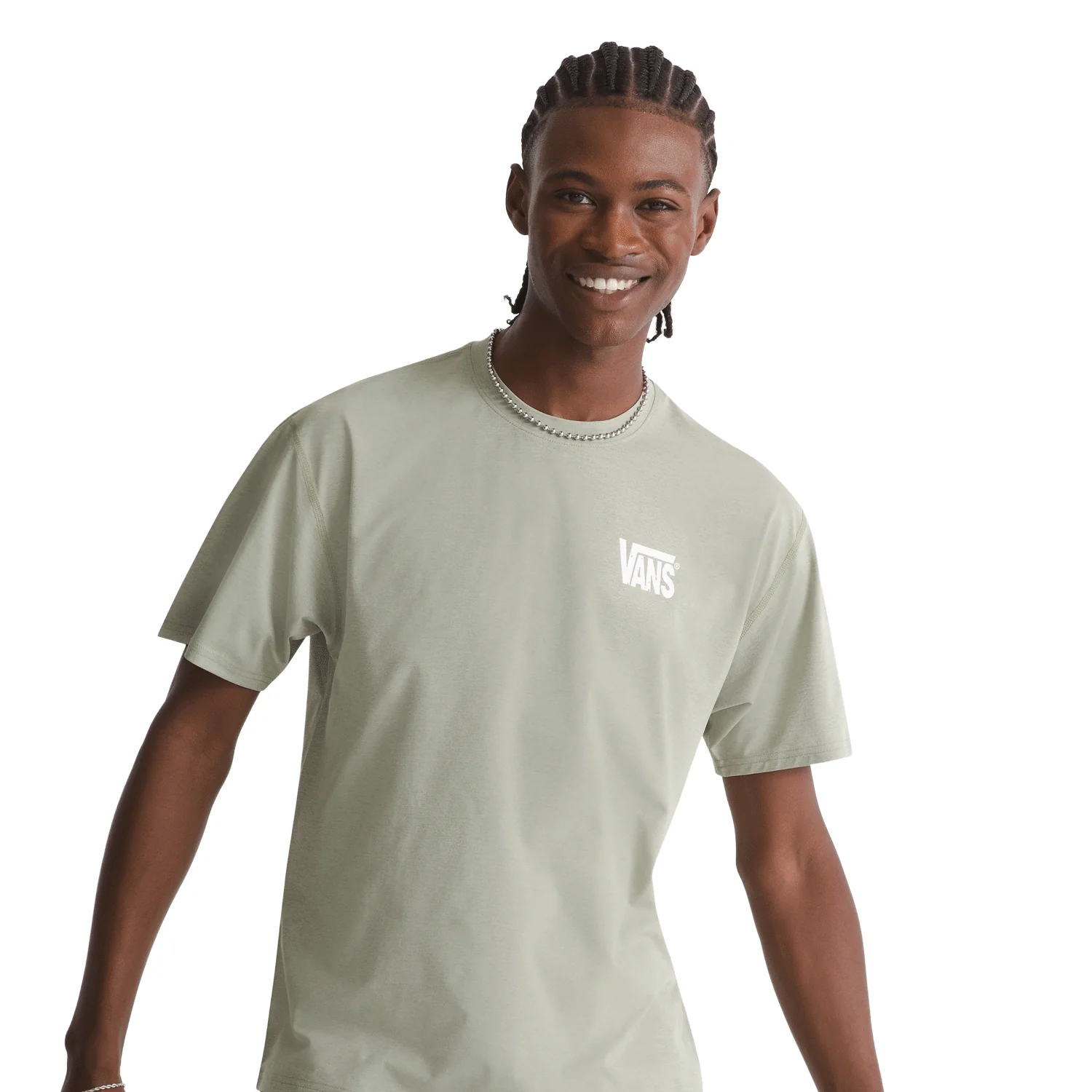 Vans Men's Outline Hybrid S/S T-Shirt Soft Sage - Image 3