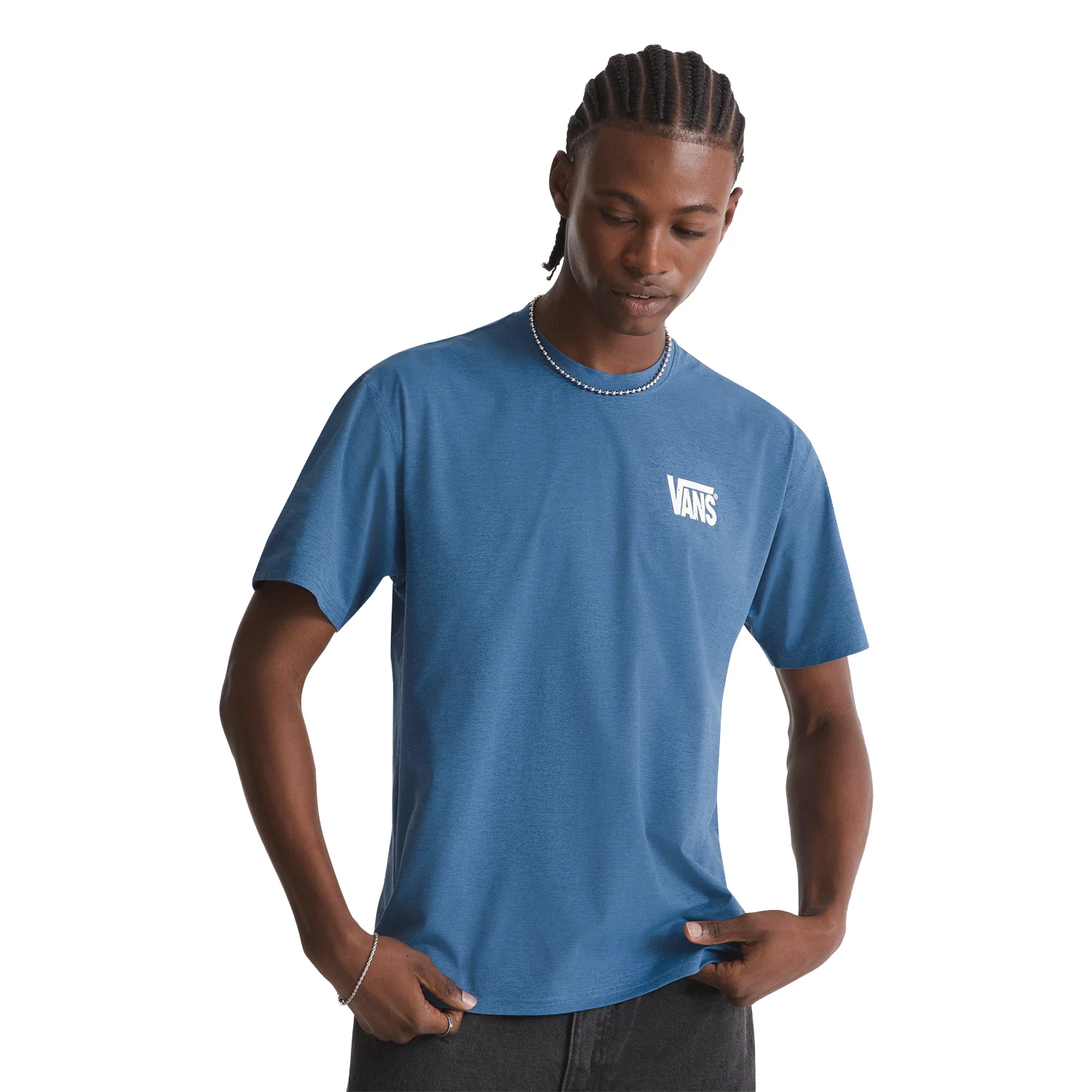 Vans Men's Outline Hybrid S/S T-Shirt True Navy - Image 4