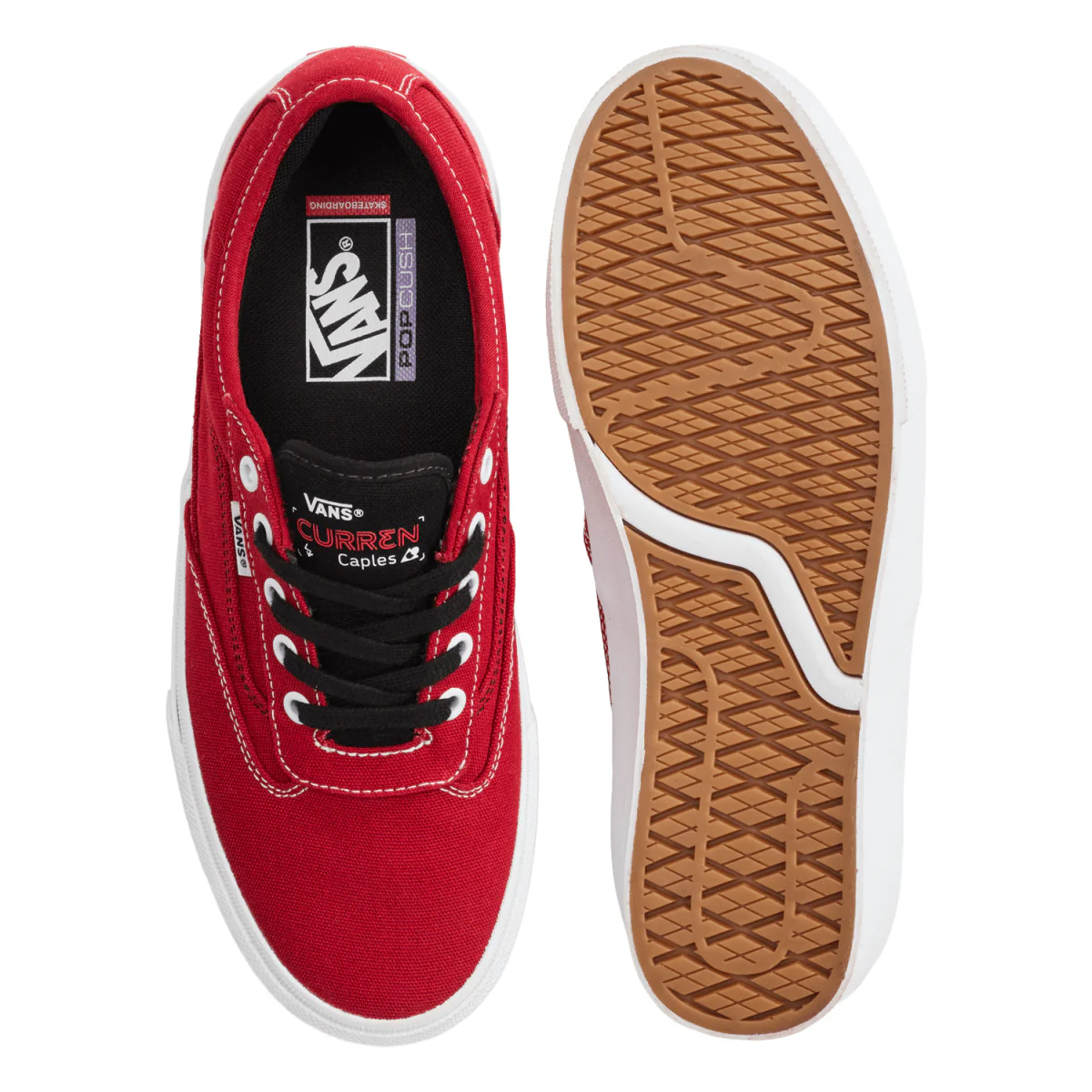 Vans Men's Skate Curren Caples Shoe Red/White - Image 4