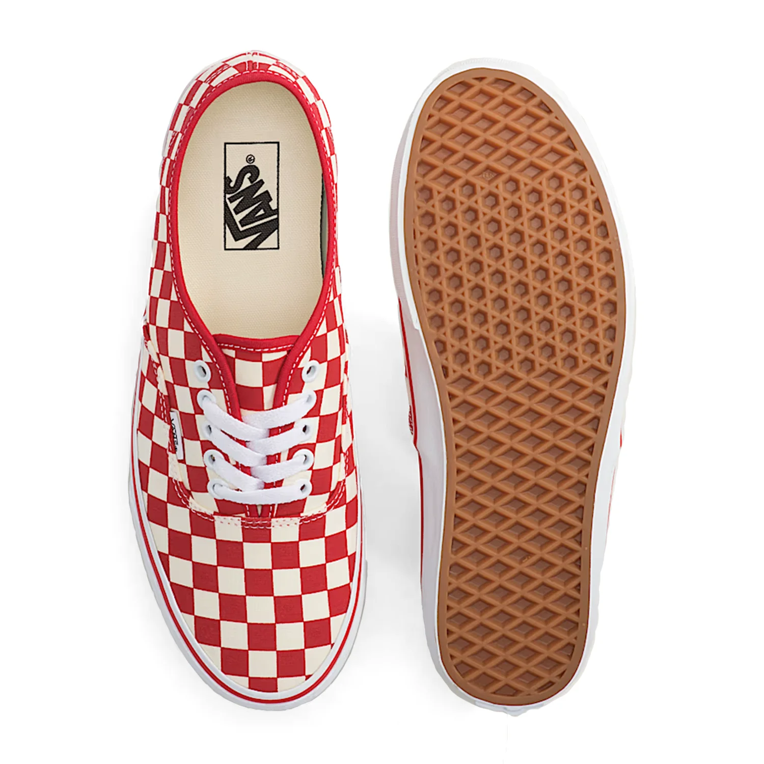 Vans Authentic Shoe Primary Check Racing Red/White - Image 4