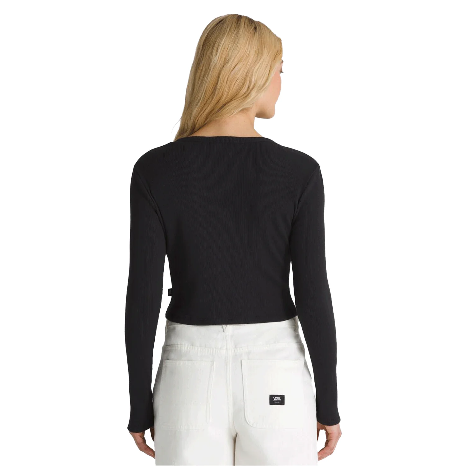 Vans Women's Drew Rib L/S Top Black - Image 2