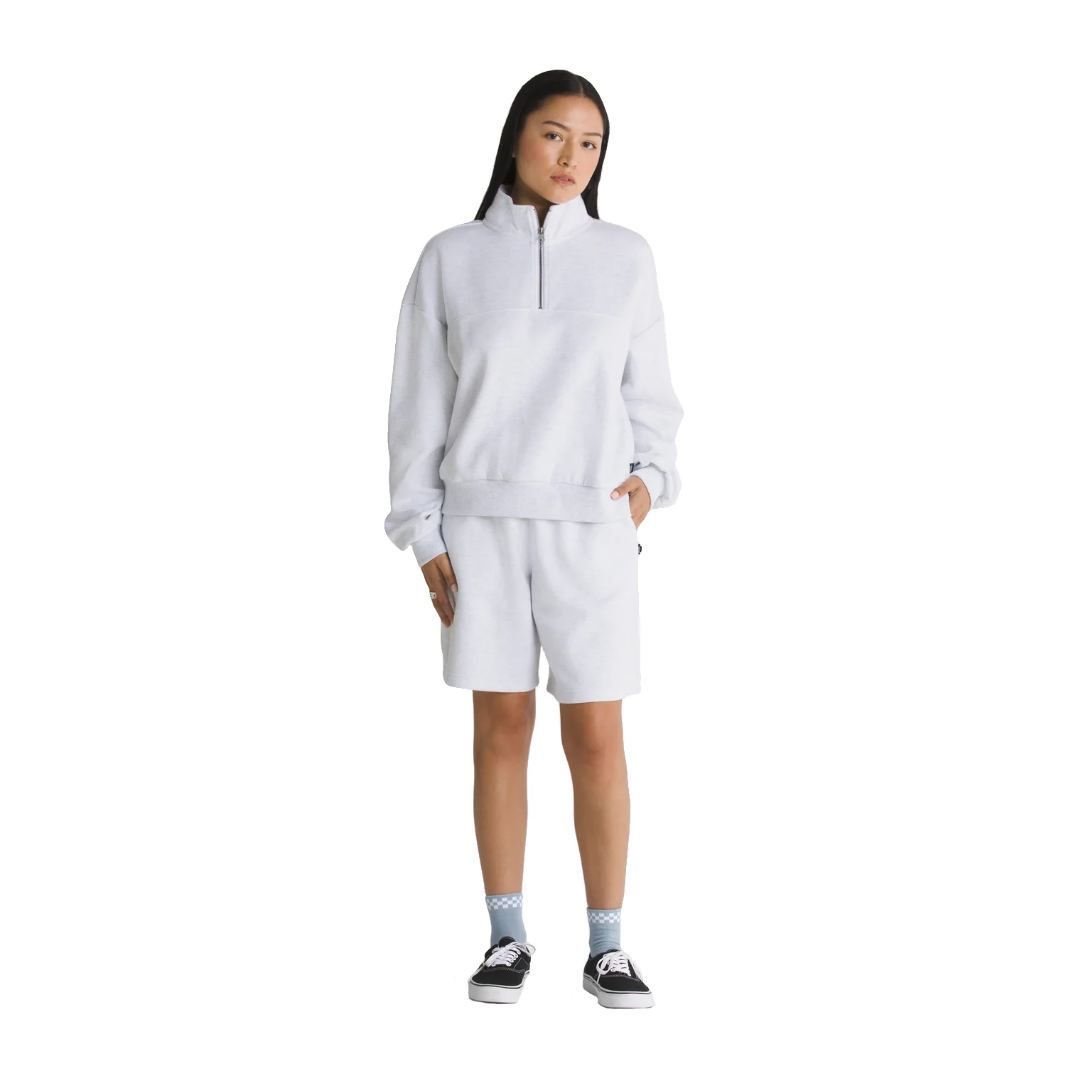 Vans Women's Elevated Double Knit Mock Neck Sweater White Heather - Image 2