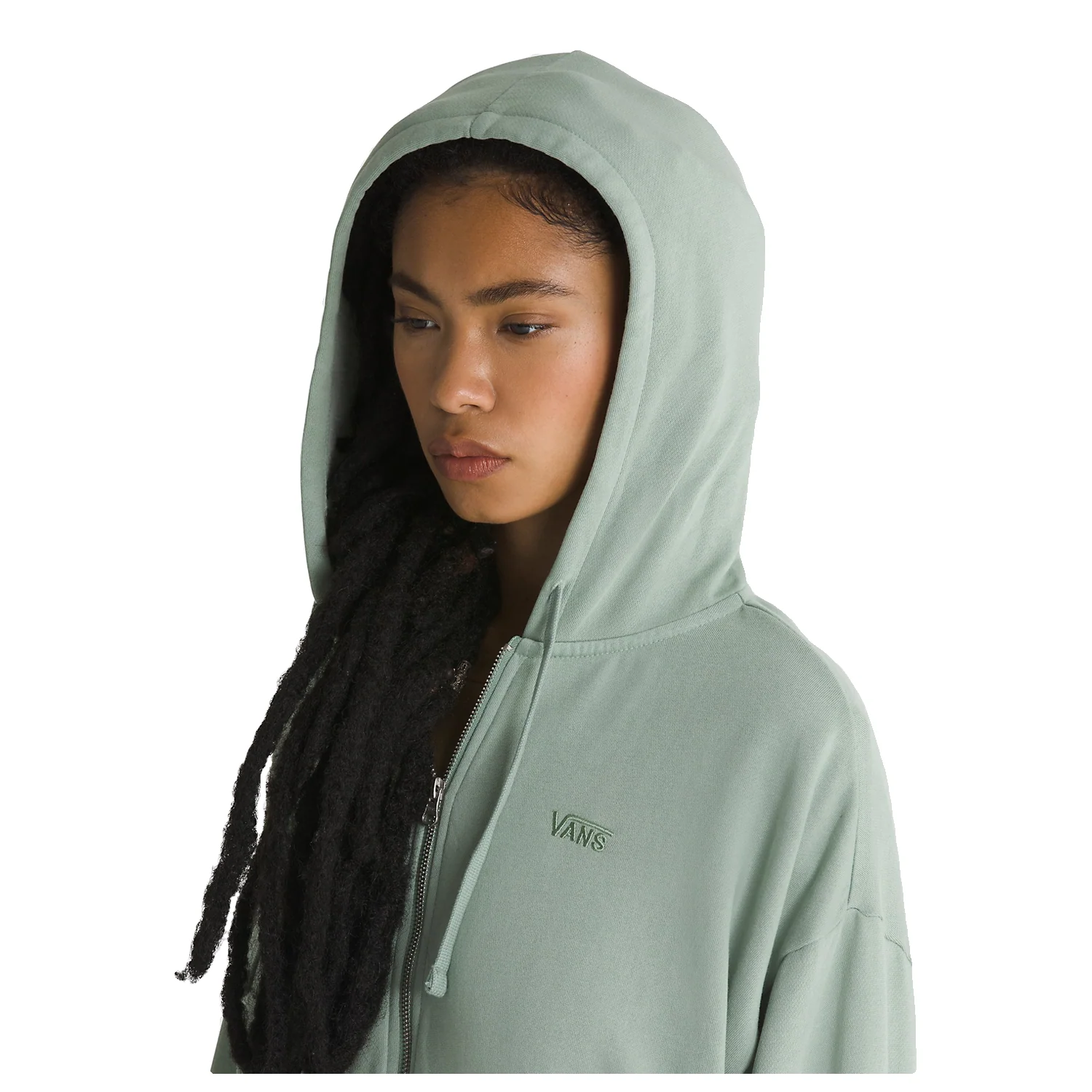 Vans Women's Everyday Oversized Zip Hoodie Iceberg Green - Image 4