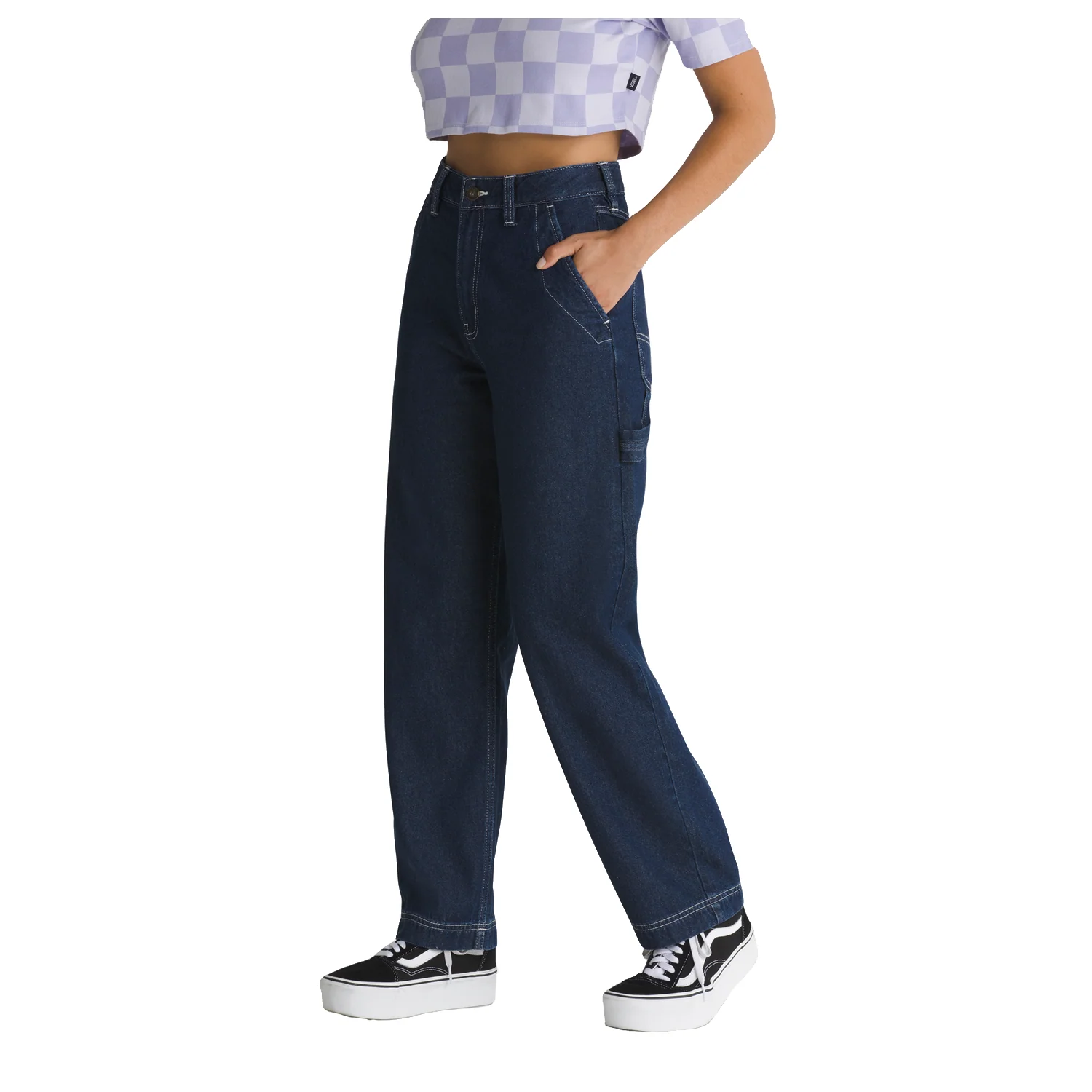 Vans Women's Ground Work Denim Pant Dark Denim - Image 4