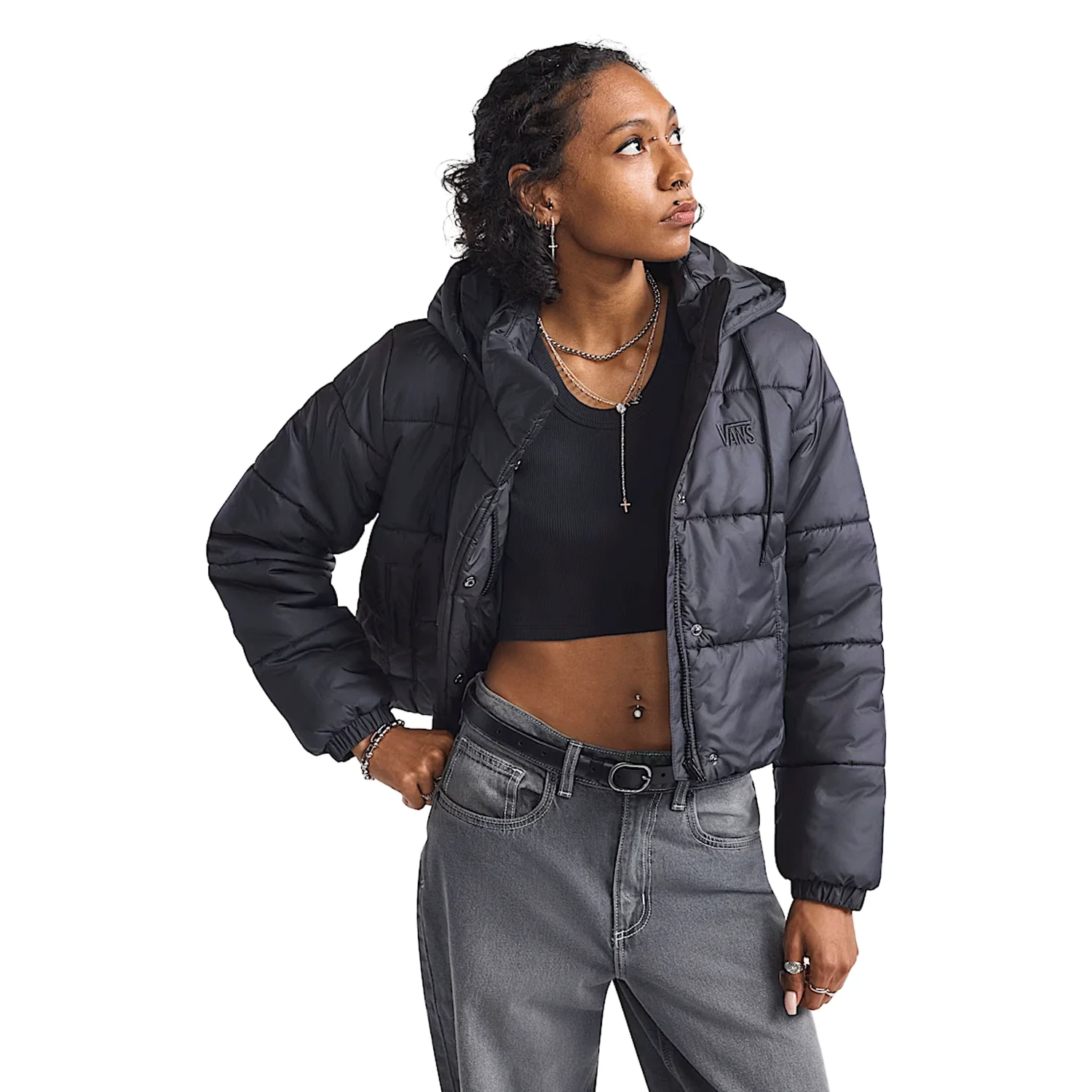 Vans Women's MTE Hillgate Cropped Puffer Jacket Black - Image 2