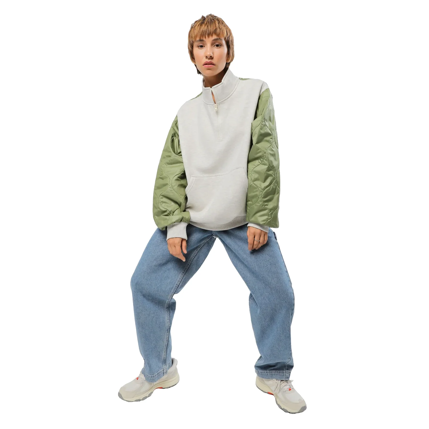 Vans Women's Peake Mock Half Zip Sweater Oatmeal Heather - Image 2