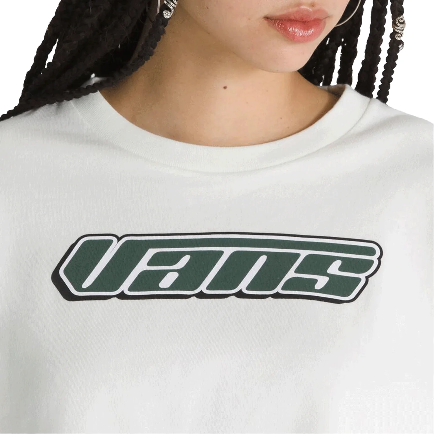 Vans Women's Retro V L/S Relax Crop Sweater Marshmallow - Image 2