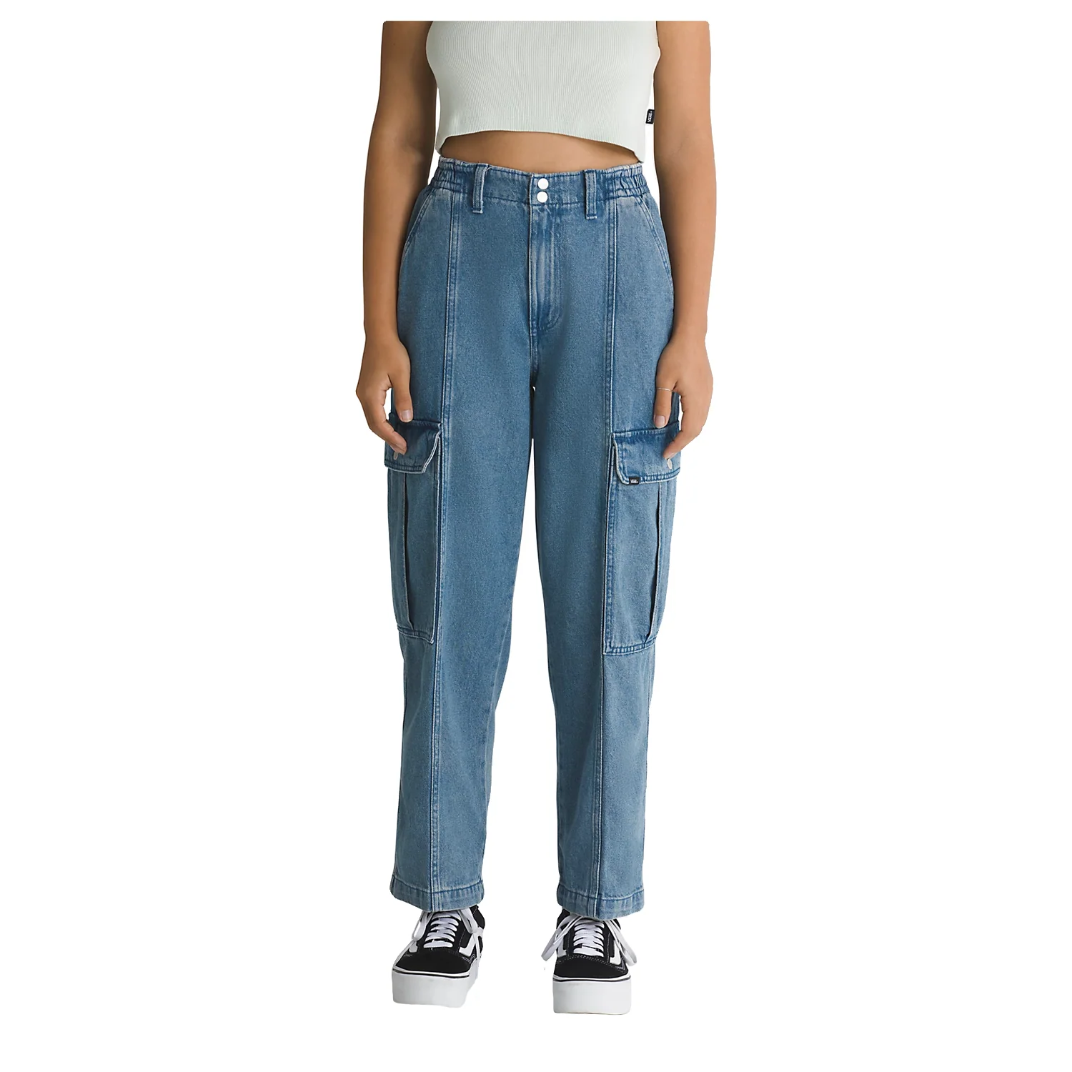 Vans Women's Sidewalk Denim Cargo Pant Stone Wash - Image 2