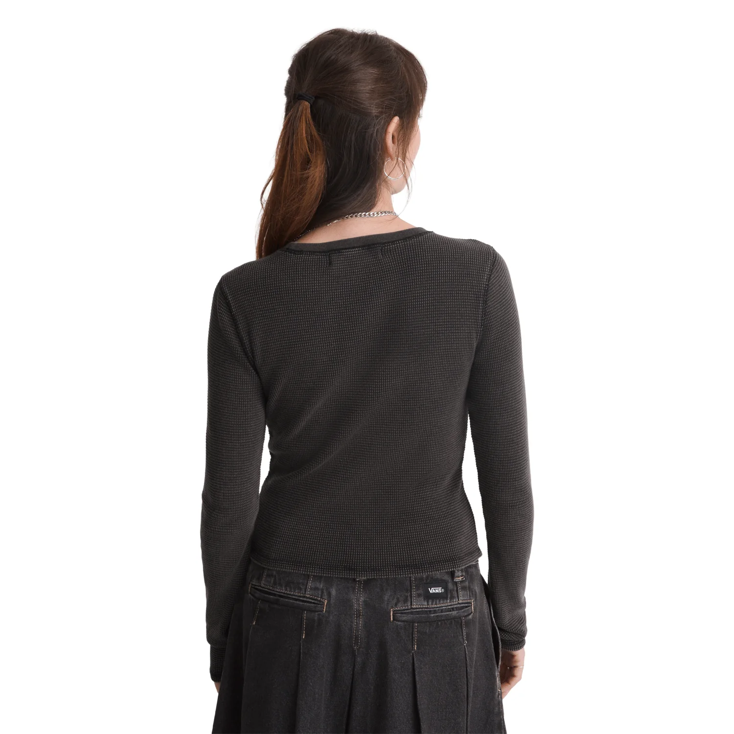 Vans Women's Teri Waffle Long Sleeve Black - Image 2