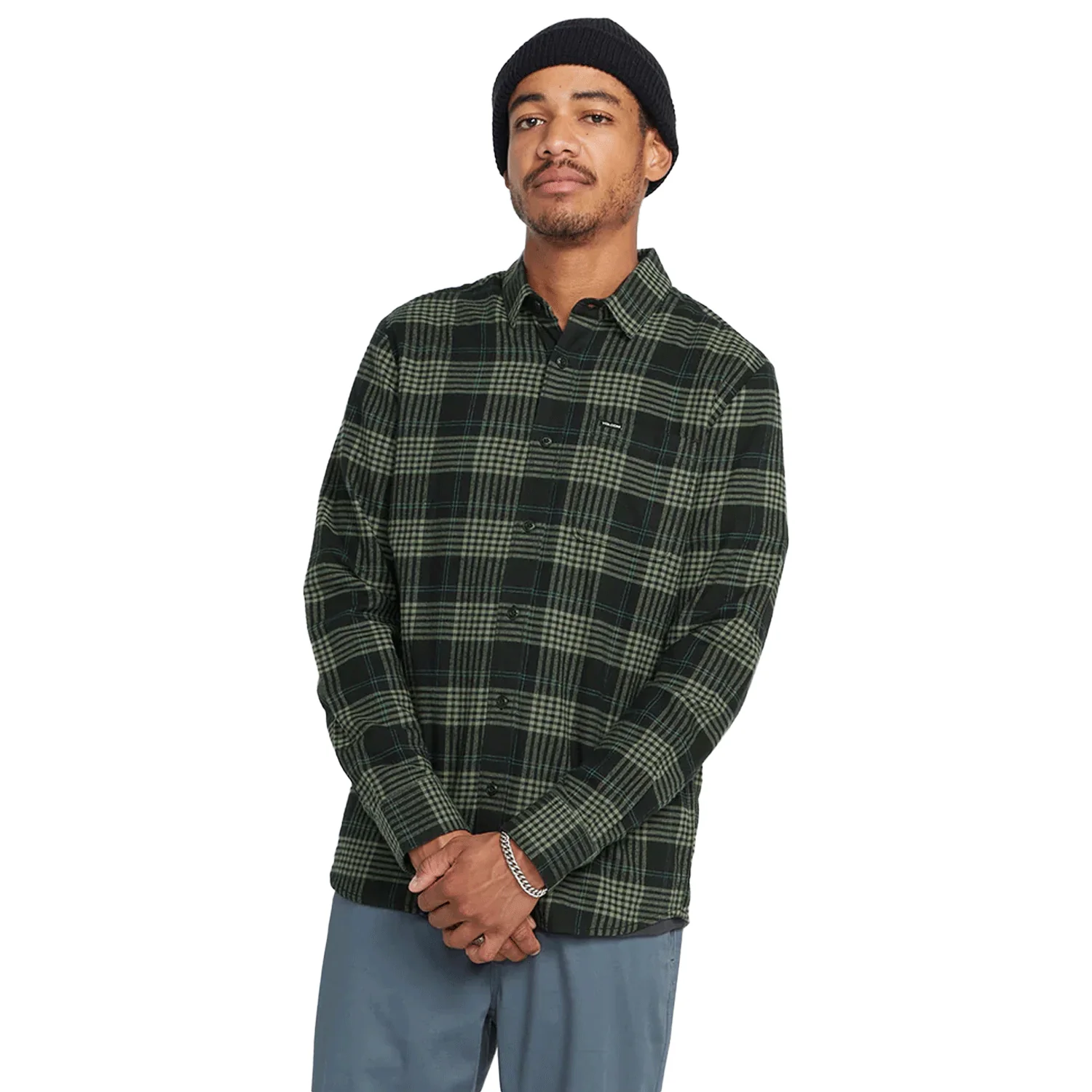 Volcom Men's Caden Plaid L/S Shirt Black - Image 3