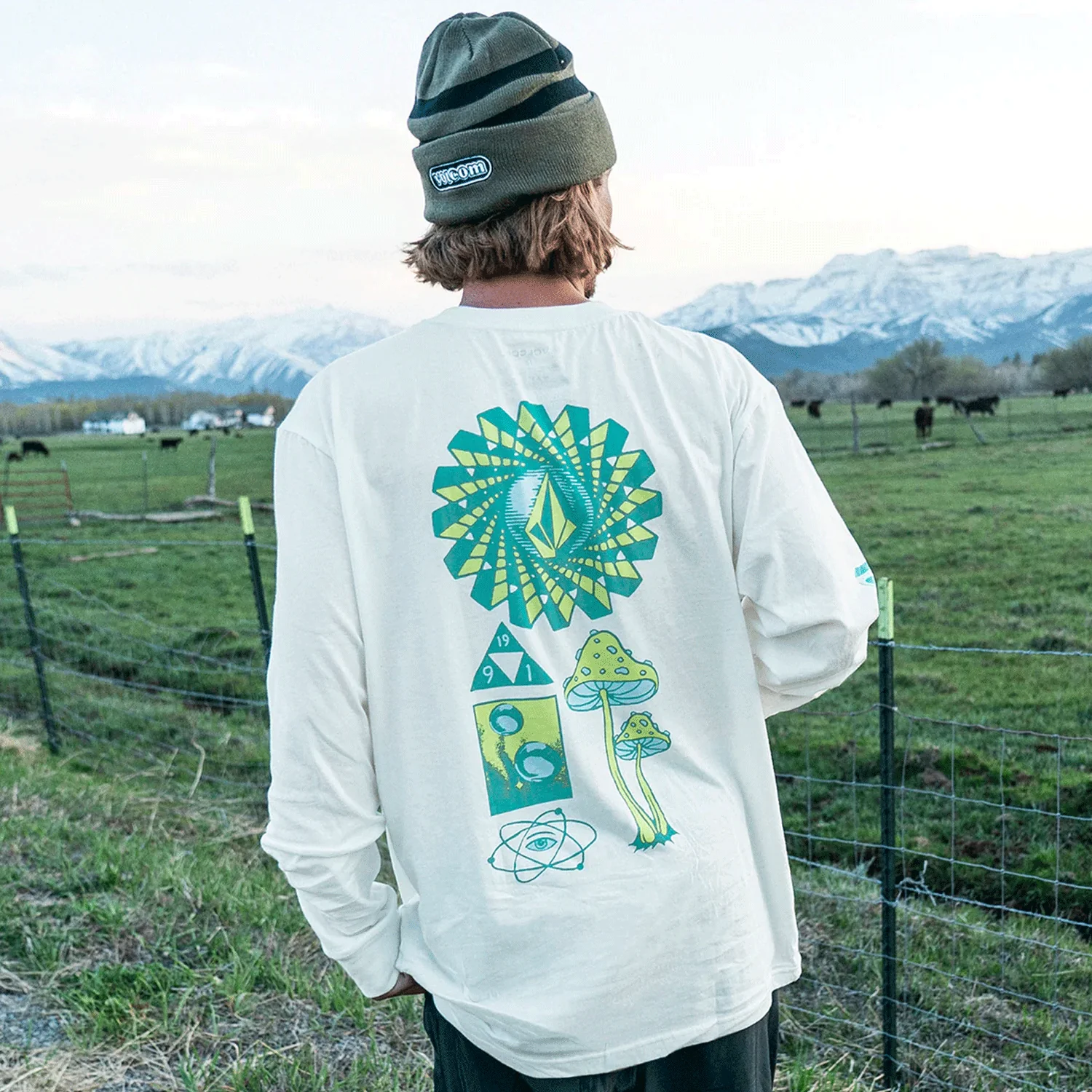 Volcom Men's FTY Molchat L/S Tee Off White - Image 2