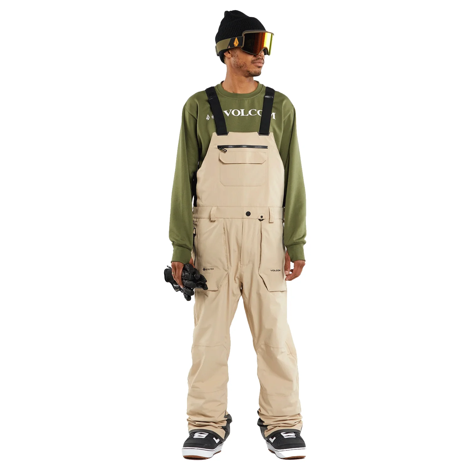 Volcom Men's Rain Gore-tex Overall Bib Pant 2024 Khakiest - Image 3