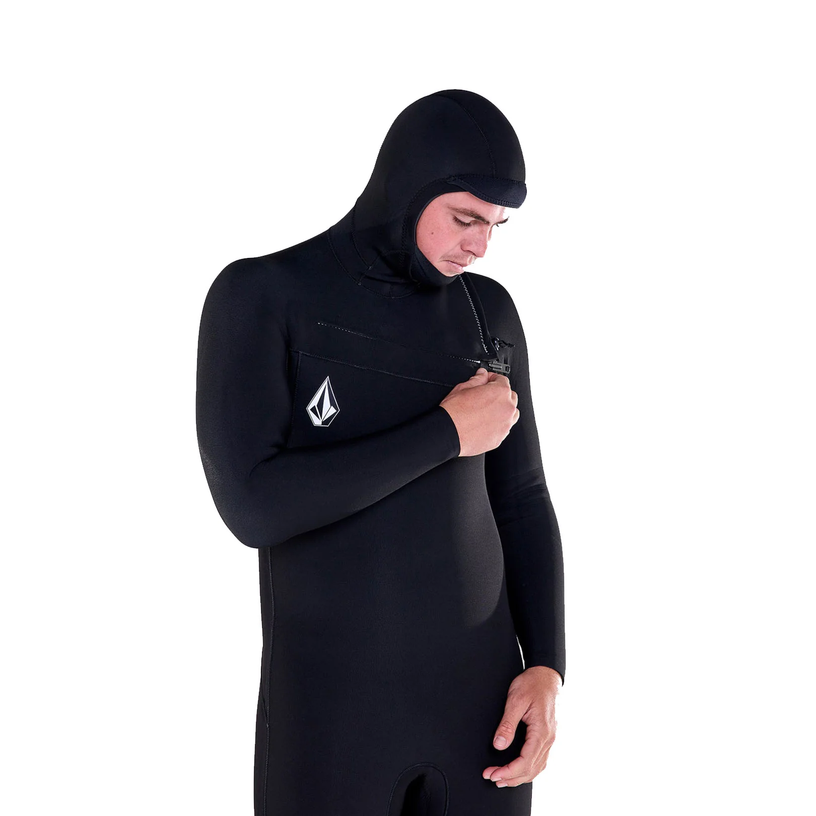Volcom Men's Modulator 4/3mm Hooded Chest Zip Wetsuit Black - Image 4