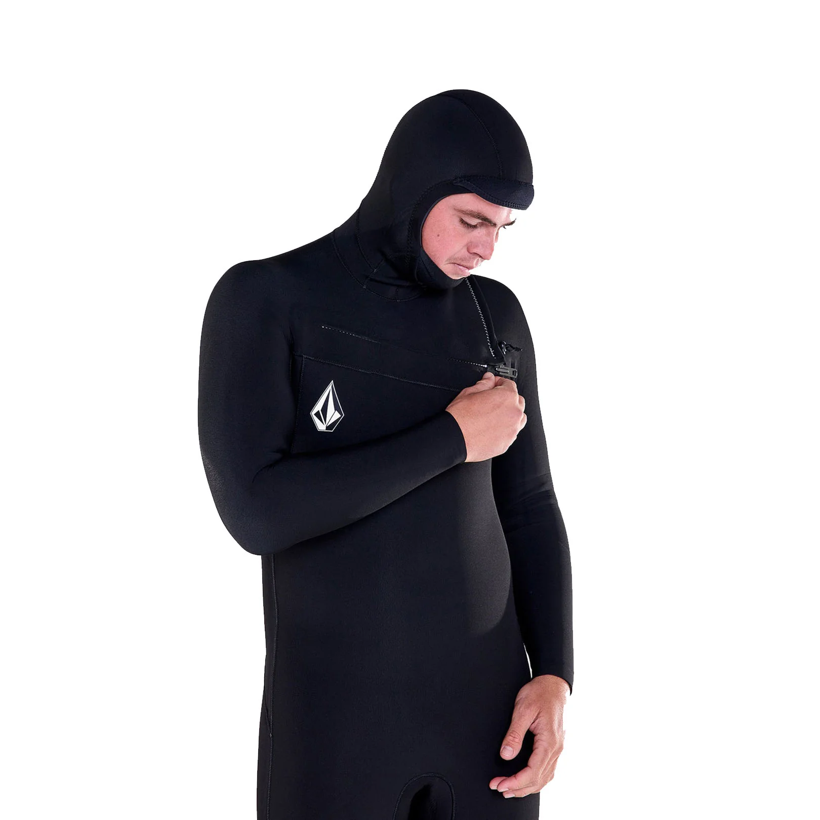 Volcom Men's Modulator 5/4/3mm Hooded Chest Zip Wetsuit Black - Image 4
