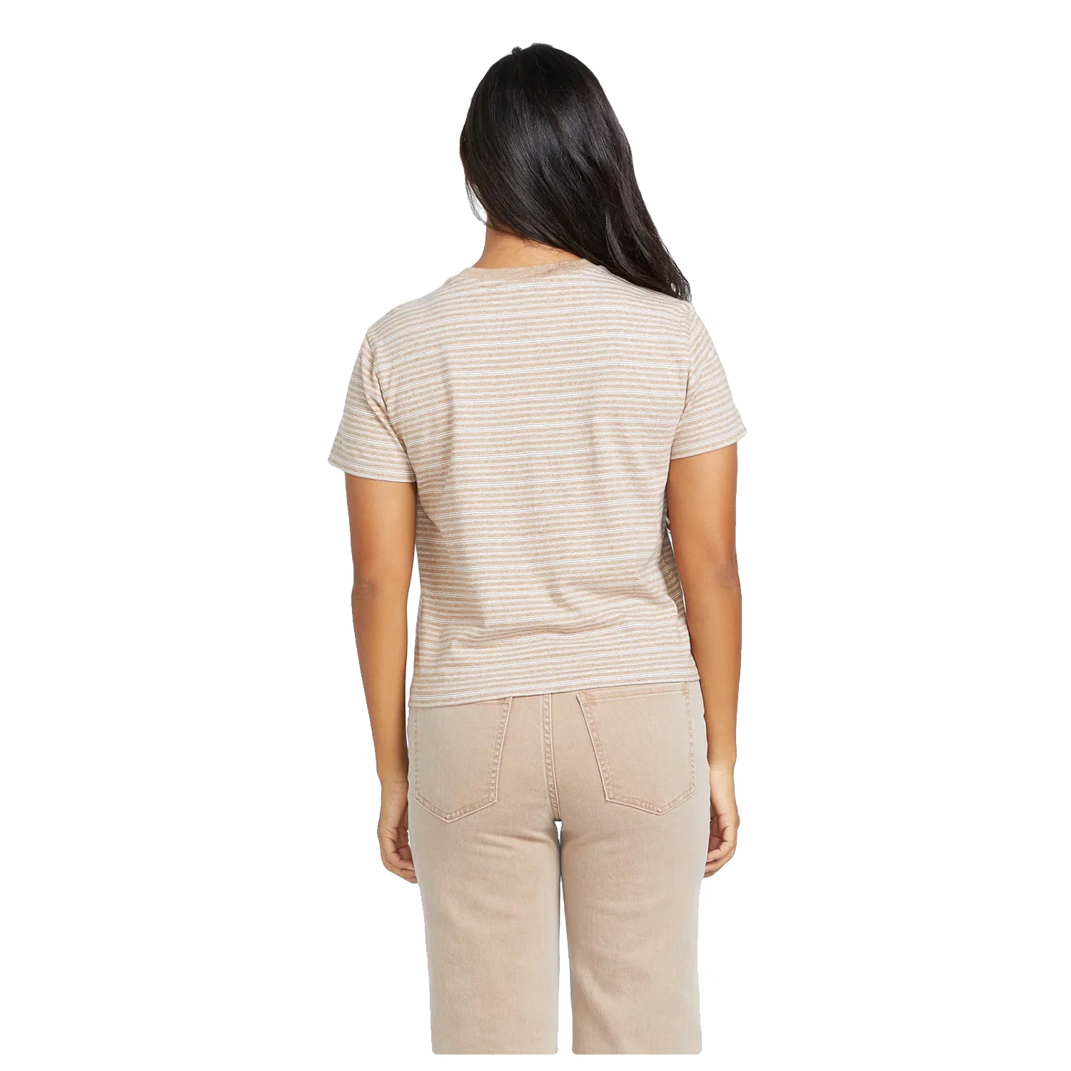 Volcom Women's Halite Stripe S/S T Shirt Mocha - Image 2