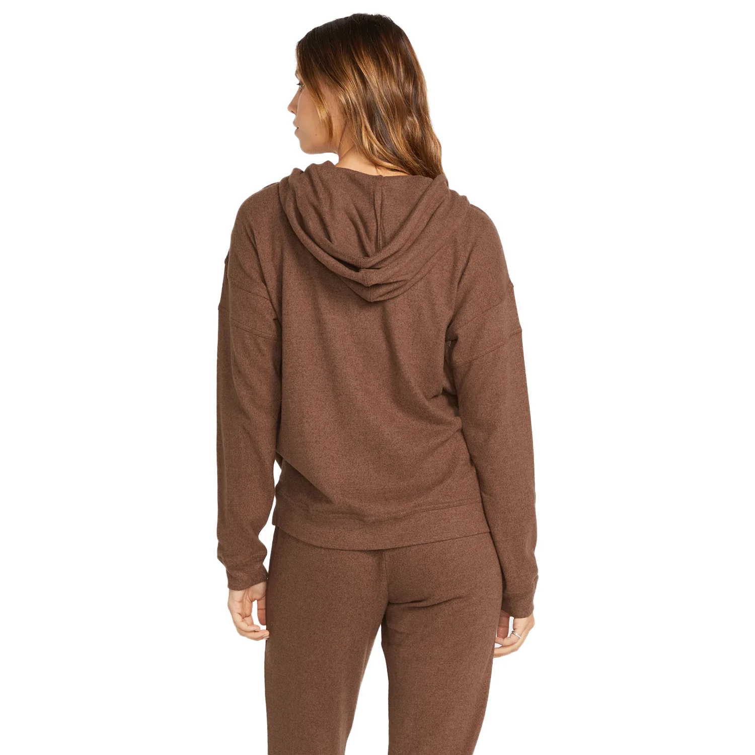 Volcom Women's Lil Zip Hoodie Chocolate - Image 2