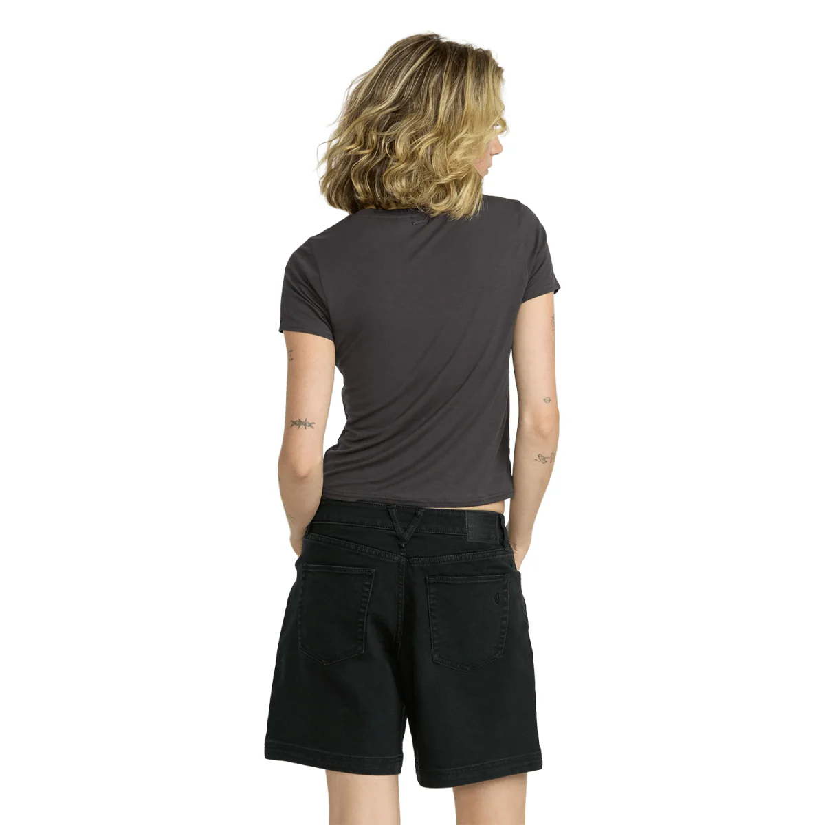Volcom Women's Strait Up Long Short Black Out - Image 2