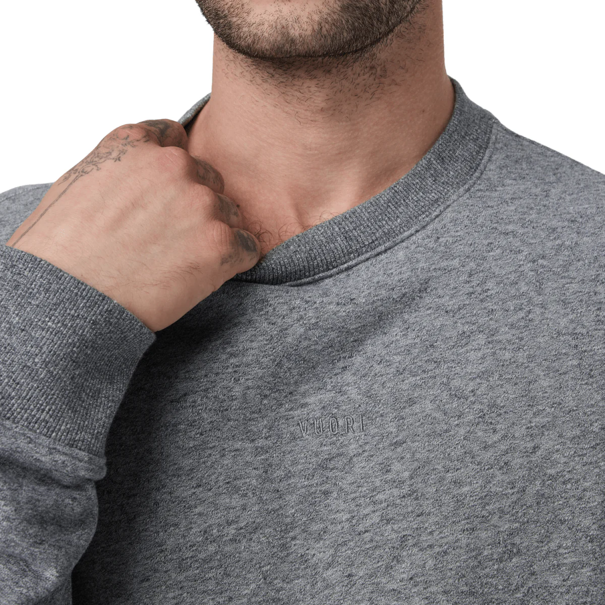 Vuori Men's Cypress Logo Crew Heather Grey - Image 3