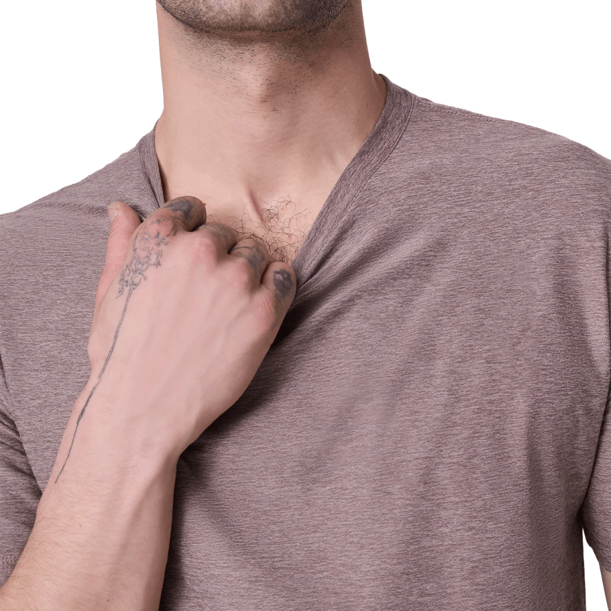 Vuori Men's Strato Tech T-Shirt Dark Umber Heather - Image 3
