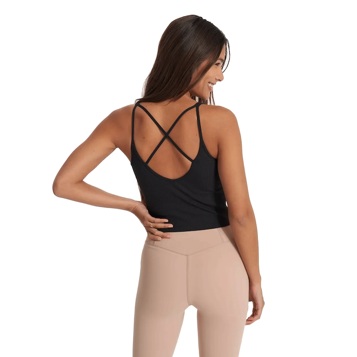 Vuori Women's Rib Crop Tank Black - Image 2