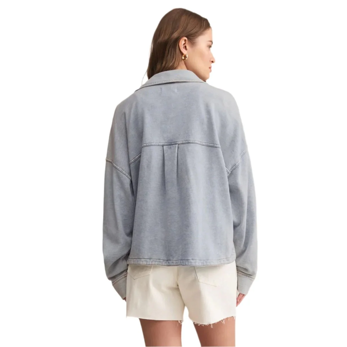 Z Supply Women's All Day Cropped Knit Denim Jacket Washed Indigo - Image 2