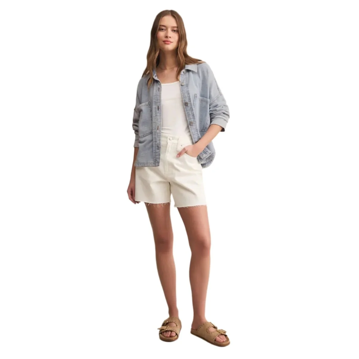Z Supply Women's All Day Cropped Knit Denim Jacket Washed Indigo - Image 4