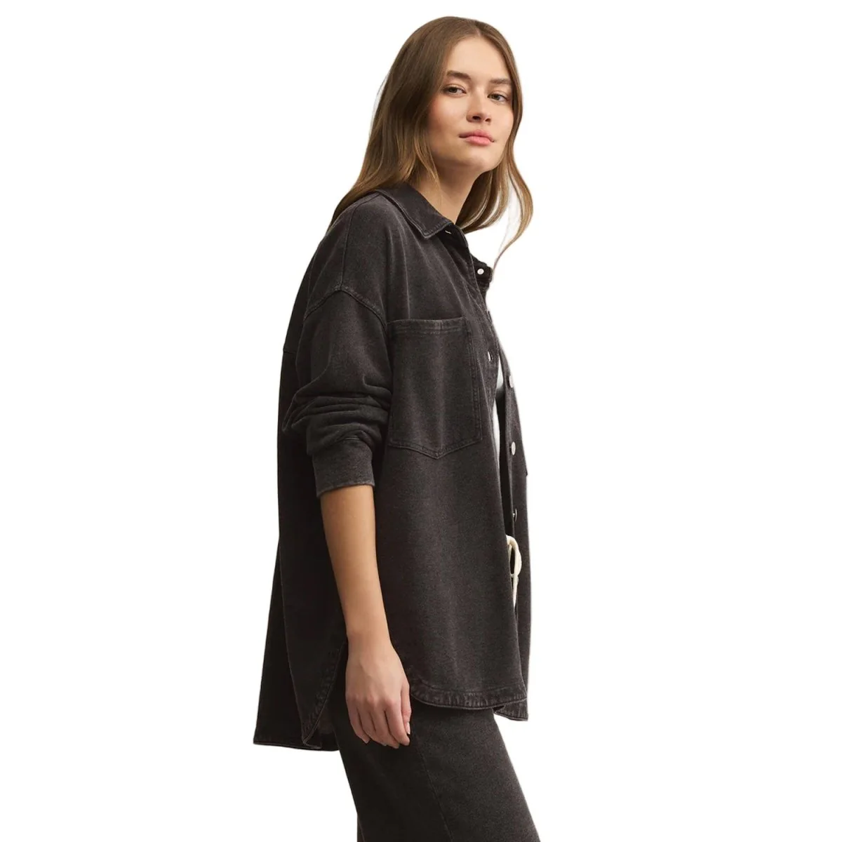 Z Supply Women's All Day Knit Denim Jacket Vintage Black - Image 3