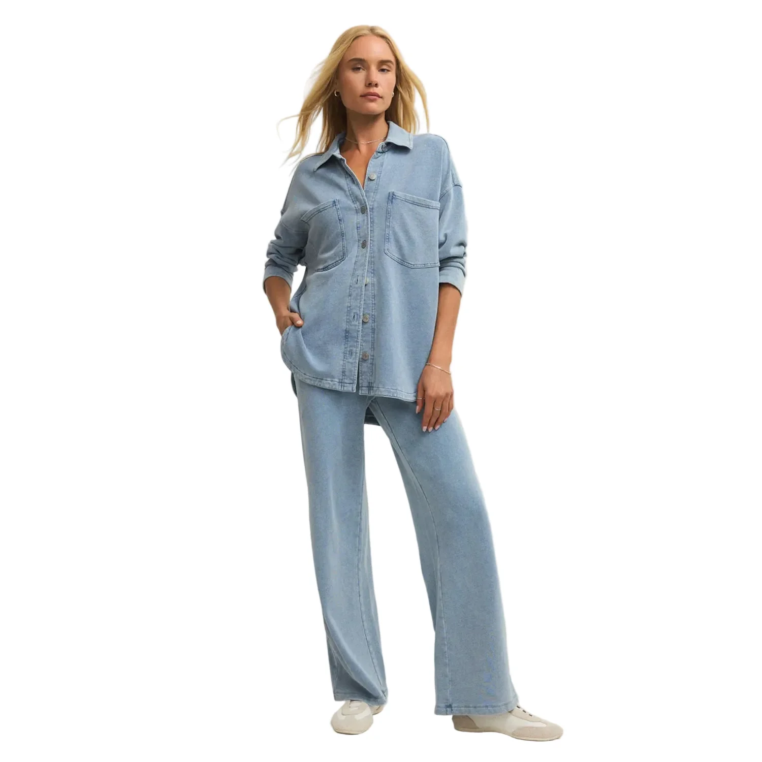 Z Supply Women's Hunter Knit Denim Pant Ocean Air Indigo - Image 4
