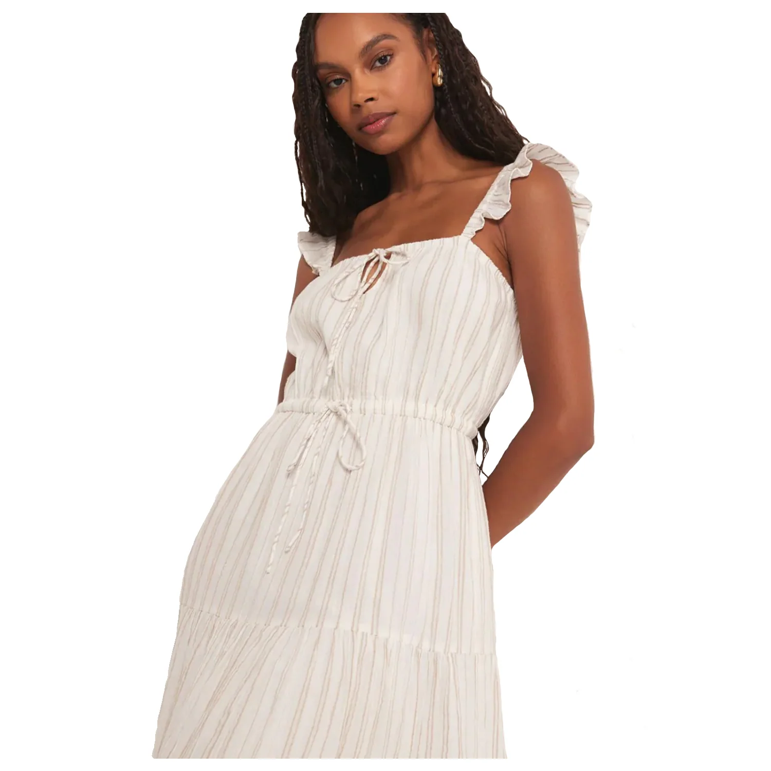 Z Supply Women's La Brisa Dobby Stripe Dress Sandstone - Image 4