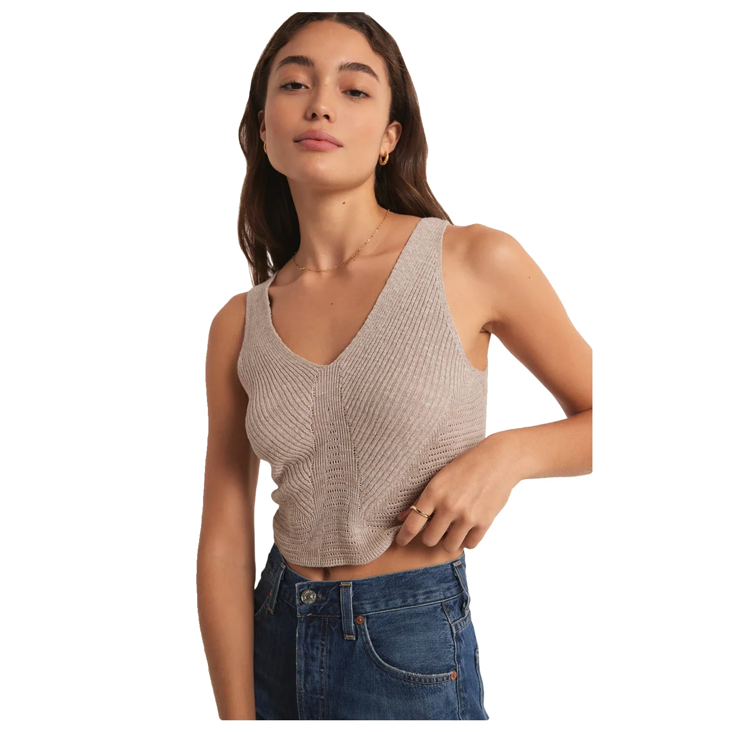 Z Supply Women's Santorini Sweater Tank Oatmeal Heather - Image 2