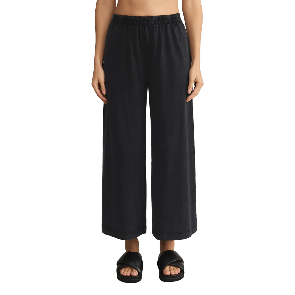 Z Supply Women's Scout Jersey Crop Flare Pant Black - Image 2