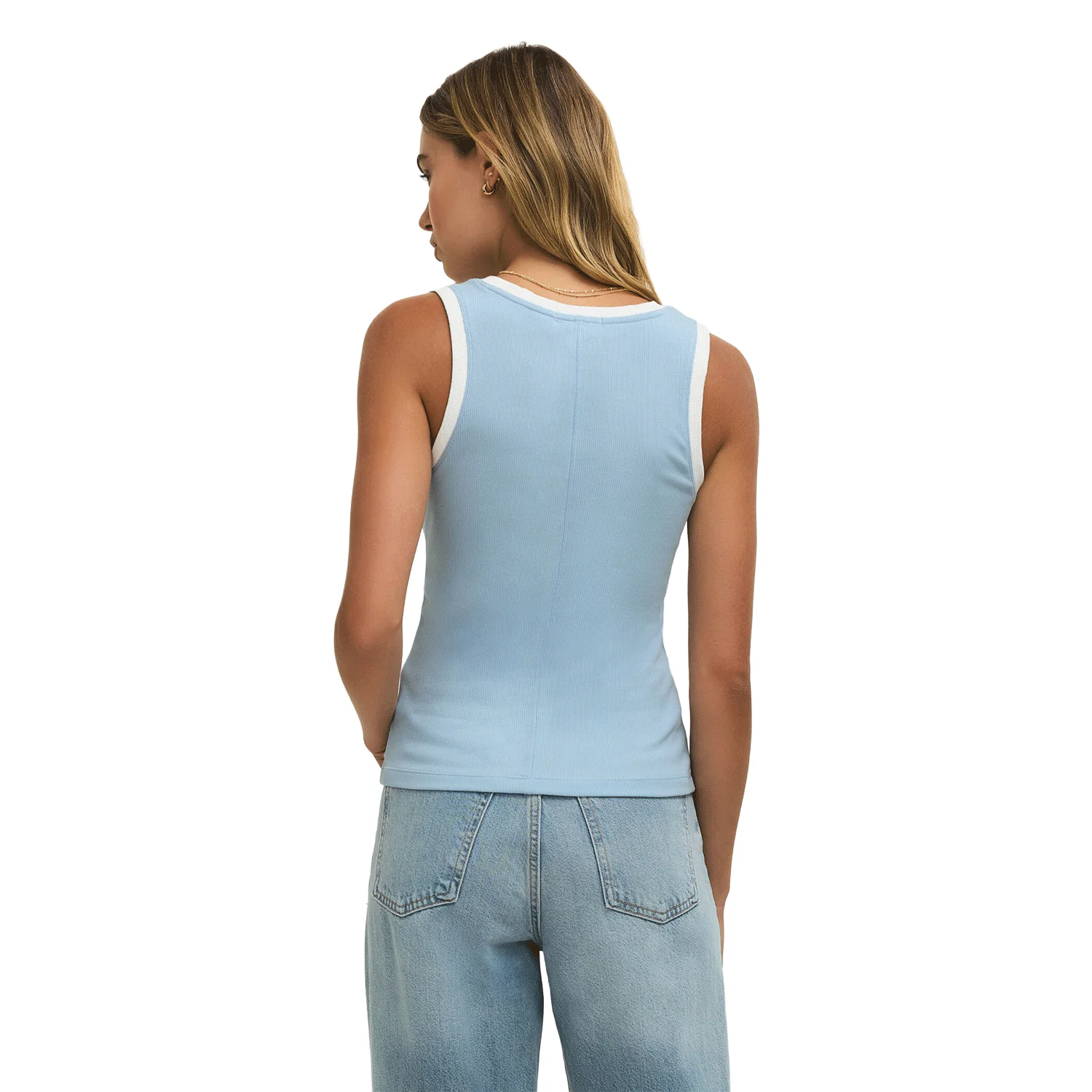 Z Supply Women's Sirena Colorblocked Rib Tank Coast - Image 2