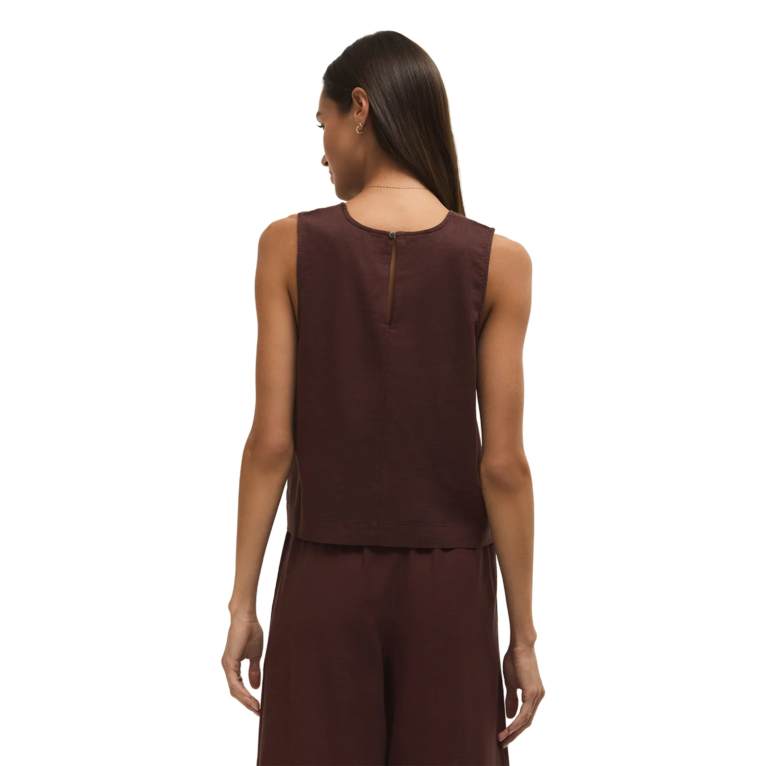 Z Supply Women's Sloane Linen Cropped Tank Top Chocolate Cherry - Image 2