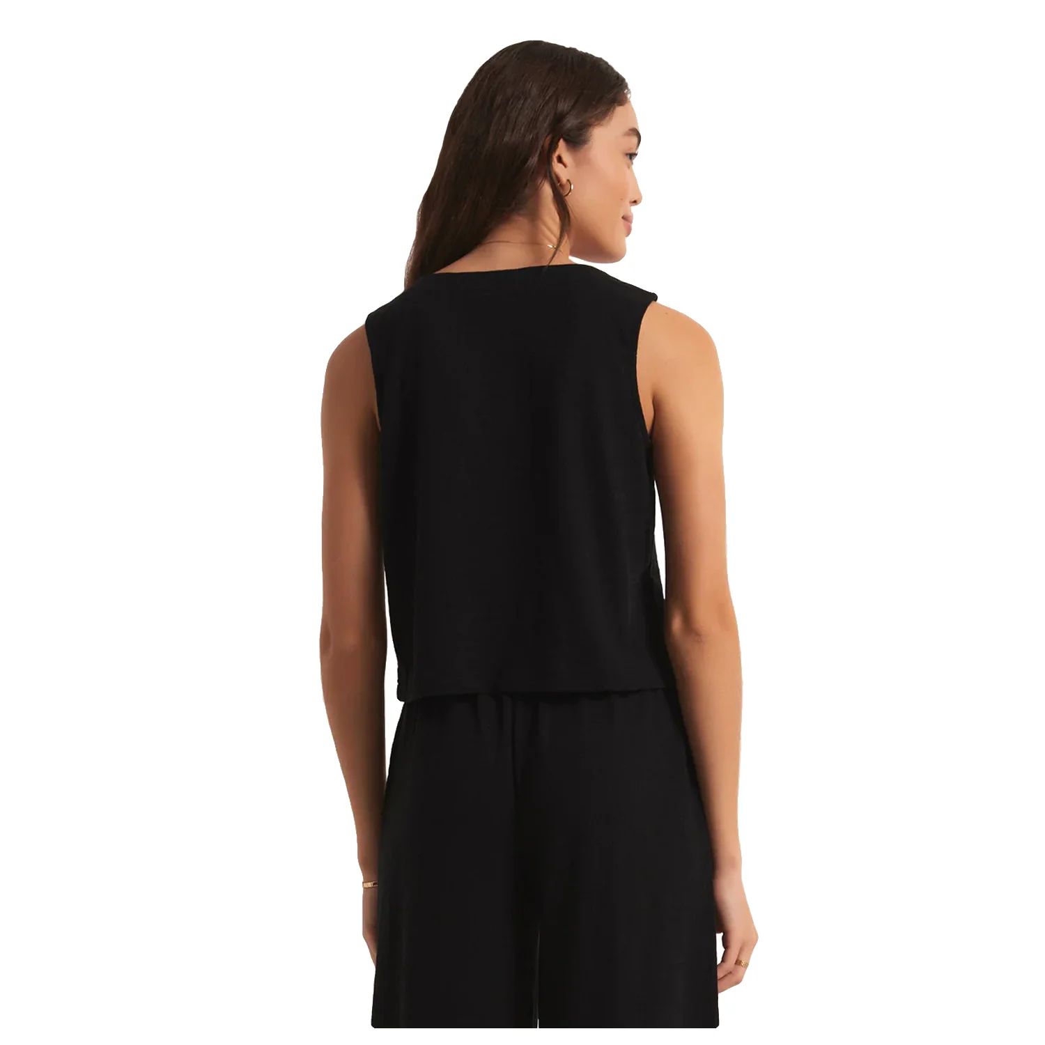Z Supply Women's Solace Textured Slub Top Black - Image 2