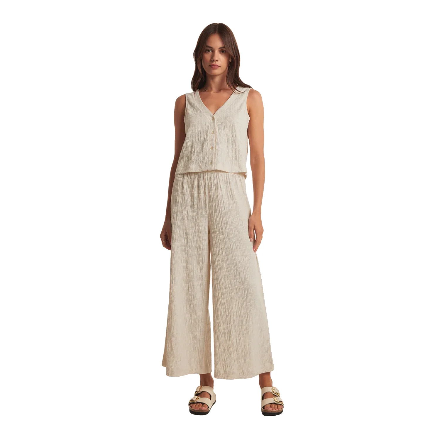 Z Supply Women's Solace Textured Slub Top Whisper White - Image 3