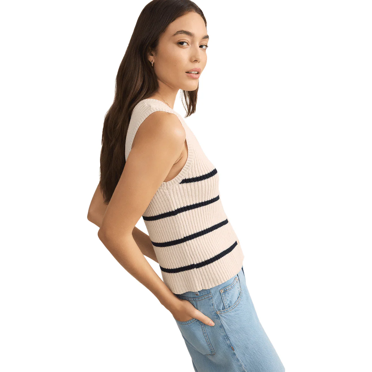 Z Supply Women's Sycamore Stripe Sweater Vest Sea Salt - Image 2